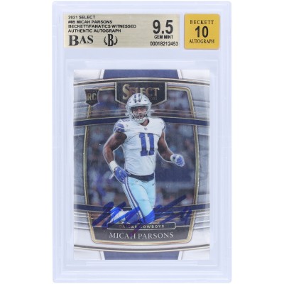 Micah Parsons Dallas Cowboys Autographed 2021 Panini Select Concourse #85 Beckett Fanatics Witnessed Authenticated 9.5/10 Rookie Card