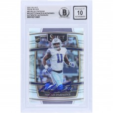 Micah Parsons Dallas Cowboys Autographed 2021 Panini Select Concourse Silver Prizm #85 Beckett Fanatics Witnessed Authenticated 10 Rookie Card