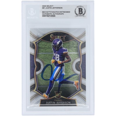 Justin Jefferson Minnesota Vikings Autographed 2020 Panini Select Concourse #61 Beckett Fanatics Witnessed Authenticated Rookie Card