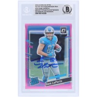 Sam LaPorta Detroit Lions Autographed 2023 Panini Donruss Optic Preview Pink #332 Beckett Fanatics Witnessed Authenticated Rookie Card