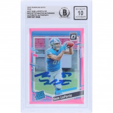 Sam LaPorta Detroit Lions Autographed 2023 Panini Donruss Optic Pink #237 Beckett Fanatics Witnessed Authenticated 10 Rookie Card