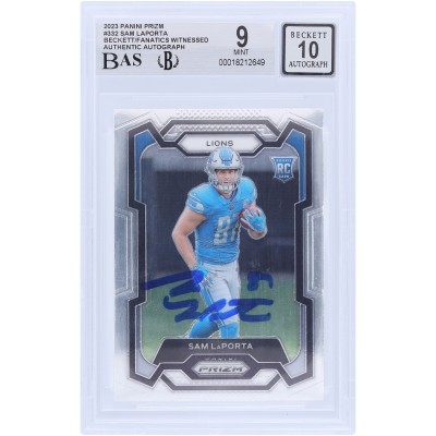 Sam LaPorta Detroit Lions Autographed 2023 Panini Prizm #332 Beckett Fanatics Witnessed Authenticated 9/10 Rookie Card
