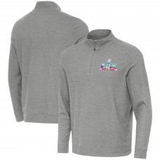 Antigua Heather Black Super Bowl LX Subtle Quarter-Zip Top Antigua Heather Black Super Bowl LX Subtle Quarter-Zip Top
