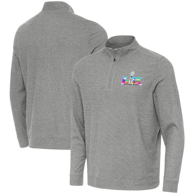 Antigua Heather Black Super Bowl LX Subtle Quarter-Zip Top