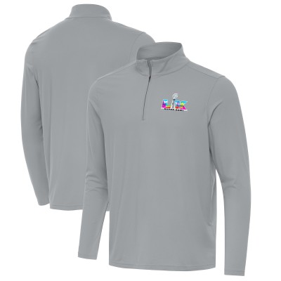 Antigua Gray Super Bowl LX Intent Quarter-Zip Top