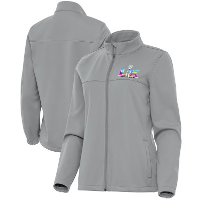 Женская Antigua Gray Super Bowl LX Links Full-Zip Golf Jacket