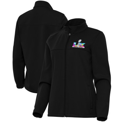Женская Antigua Black Super Bowl LX Links Full-Zip Golf Jacket