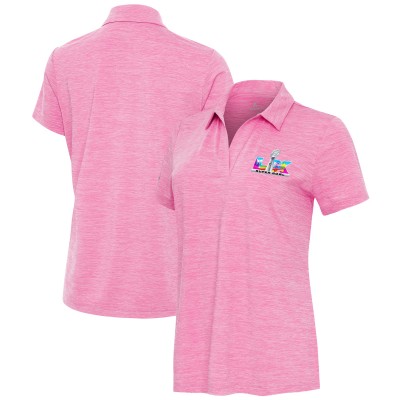 Женская Antigua Pink Super Bowl LX Layout V-Neck Polo