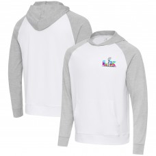 Antigua Heather Gray/White Super Bowl LX Urgent Pullover Hoodie Antigua Heather Gray/White Super Bowl LX Urgent Pullover Hoodie