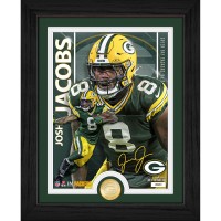 Green Bay Packers Josh Jacobs Highland Mint 13 x 16 Bronze Coin Photo Mint