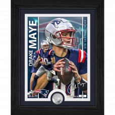 New England Patriots Drake Maye Highland Mint 13 x 16 Silver Coin Photo Mint