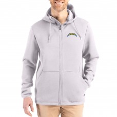 Los Angeles Chargers Cutter & Buck Gray Roam Epic Comfort Recycled Full-Zip Hoodie Jacket