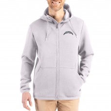 Los Angeles Chargers Cutter & Buck Gray Roam Epic Comfort Recycled Full-Zip Hoodie Jacket