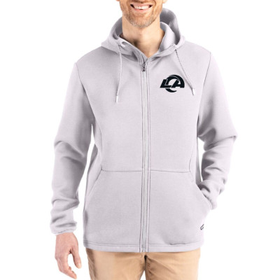 Los Angeles Rams Cutter & Buck Roam Epic Comfort Recycled Full-Zip Hoodie Jacket - Gray
