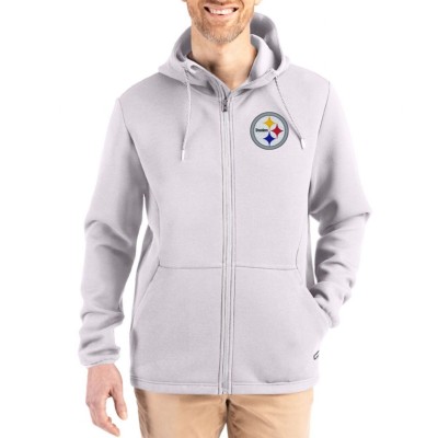 Pittsburgh Steelers Cutter & Buck Gray Roam Epic Comfort Recycled Full-Zip Hoodie Jacket