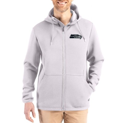 Seattle Seahawks Cutter & Buck Gray Roam Epic Comfort Recycled Full-Zip Hoodie Jacket