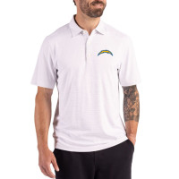 Los Angeles Chargers Cutter & Buck White Forge Epic Confidence Fine Line Stripe Stretch Recycled Polo