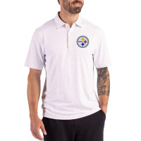 Поло Pittsburgh Steelers Cutter & Buck White Forge Epic Confidence Fine Line Stripe Stretch Recycled