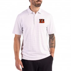 Cincinnati Bengals Cutter & Buck White Forge Epic Confidence Fine Line Stripe Stretch Recycled Polo