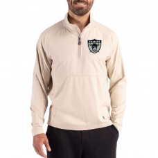 Las Vegas Raiders Cutter & Buck Light Brown Adapt Eco Knit Hybrid Recycled Quarter-Zip Jacket