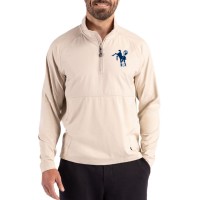 Indianapolis Colts Cutter & Buck Light Brown Adapt Eco Knit Hybrid Recycled Quarter-Zip Jacket