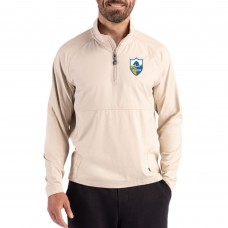 Los Angeles Chargers Cutter & Buck Light Brown Adapt Eco Knit Hybrid Recycled Quarter-Zip Jacket