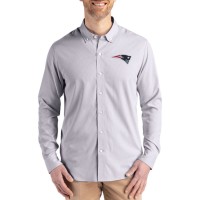 New England Patriots Cutter & Buck Gray Skyline Epic Confidence Recycled Pinstripe Long Sleeve Dress Shirt