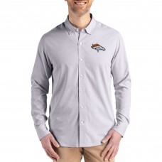 Рубашка Denver Broncos Cutter & Buck Gray Skyline Epic Confidence Recycled Pinstripe