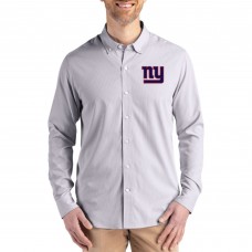New York Giants Cutter & Buck Gray Skyline Epic Confidence Recycled Pinstripe Long Sleeve Dress Shirt