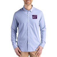 New York Giants Cutter & Buck Blue Skyline Epic Confidence Recycled Pinstripe Long Sleeve Dress Shirt