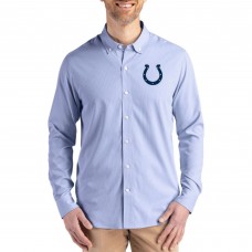Indianapolis Colts Cutter & Buck Blue Skyline Epic Confidence Recycled Pinstripe Long Sleeve Dress Shirt