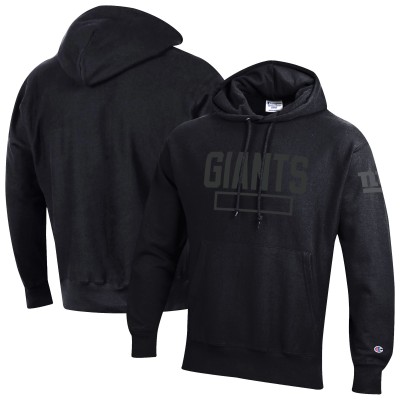 New York Giants Champion Black Tonal Reverse Weave Fleece Hoodie