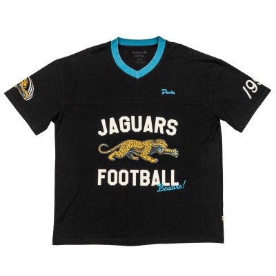 Unisex Jacksonville Jaguars Duvin Designs Co. Black Football V-Neck T-Shirt