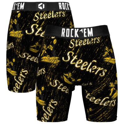 Unisex Pittsburgh Steelers Rock Em Socks Throwback Logo Allover Boxer Briefs