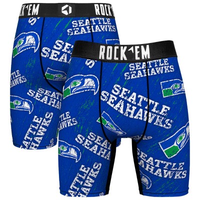 Unisex Seattle Seahawks Rock Em Socks Throwback Logo Allover Boxer Briefs