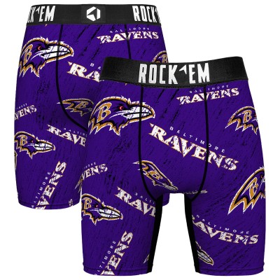 Unisex Baltimore Ravens Rock Em Socks Throwback Logo Allover Boxer Briefs