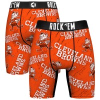 Unisex Cleveland Browns Rock Em Socks Throwback Logo Allover Boxer Briefs