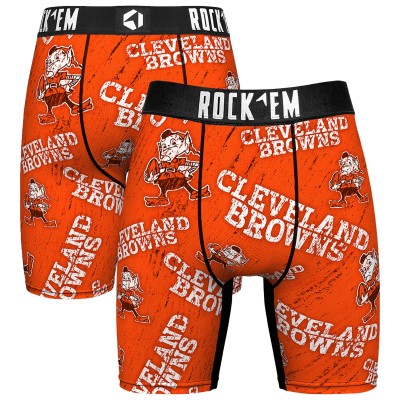 Unisex Cleveland Browns Rock Em Socks Throwback Logo Allover Boxer Briefs