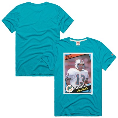 Unisex Miami Dolphins Dan Marino Homage Aqua Trading Card Tri-Blend T-Shirt