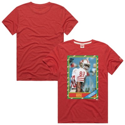 Unisex San Francisco 49ers Jerry Rice Homage Scarlet NFL Topps Trading Card Tri-Blend T-Shirt