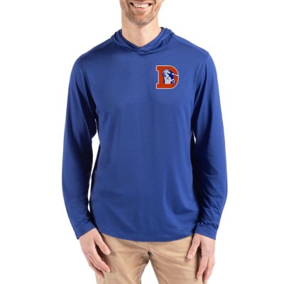 Denver Broncos Cutter & Buck Blue Coastline Epic Comfort Eco Recycled Long Sleeve Hoodie T-Shirt