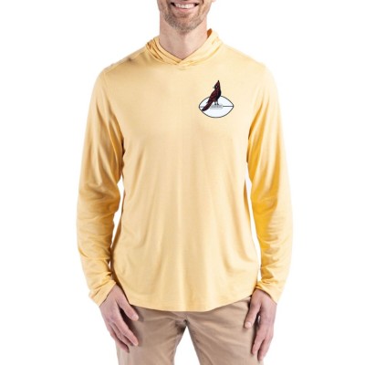 Arizona Cardinals Cutter & Buck Yellow Throwback Logo Coastline Epic Comfort Eco Recycled Long Sleeve Hoodie T-Shirt