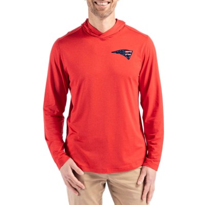 New England Patriots Cutter & Buck Red Americana Coastline Epic Comfort Eco Recycled Long Sleeve Hoodie T-Shirt
