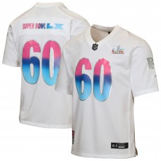 Подростковая Super Bowl LX Nike White Game Jersey Подростковая Super Bowl LX Nike White Game Jersey