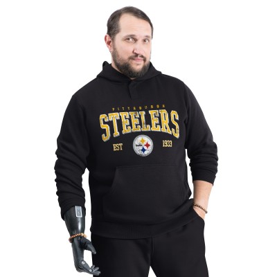 Pittsburgh Steelers G-III Sports by Carl Banks Black Adaptive Team Spirit Graphic Fleece Pullover Hoodie