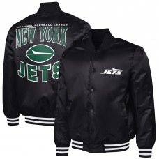 New York Jets G-III Sports by Carl Banks Black Adaptive Team Graphic Satin Full-Snap Varsity Jacket New York Jets G-III Sports by Carl Banks Black Adaptive Team Graphic Satin Full-Snap Varsity Jacket