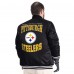 Pittsburgh Steelers G-III Sports by Carl Banks Black Adaptive Team Graphic Satin Full-Snap Varsity Jacket