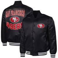 San Francisco 49ers G-III Sports by Carl Banks Black Adaptive Team Graphic Satin Full-Snap Varsity Jacket