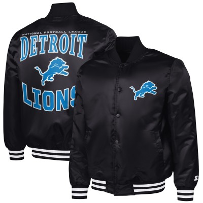 Куртка на кнопках Detroit Lions G-III Sports by Carl Banks Black Adaptive Team Graphic Satin