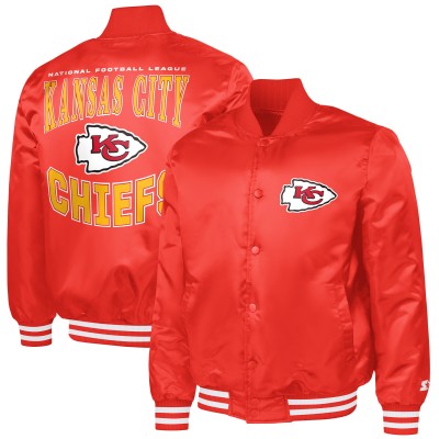 Kansas City Chiefs G-III Sports by Carl Banks Red Adaptive Team Graphic Satin Full-Snap Varsity Jacket